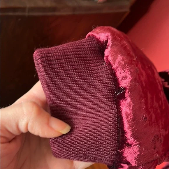 Like new Red Velvet Bomber Jacket with Ribbed Details - Picture 5 of 13